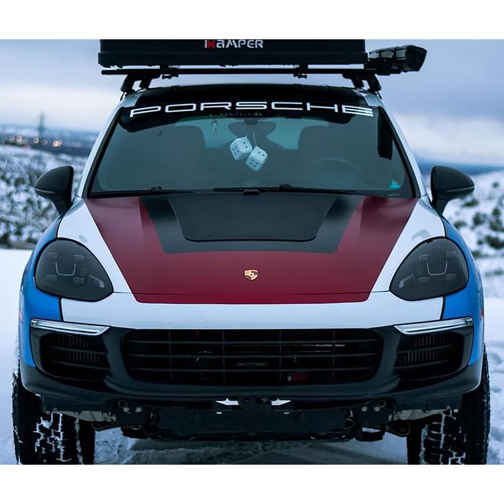 65W hood solar panel for the Porsche Cayenne from Cascadia 4x4 overlanding