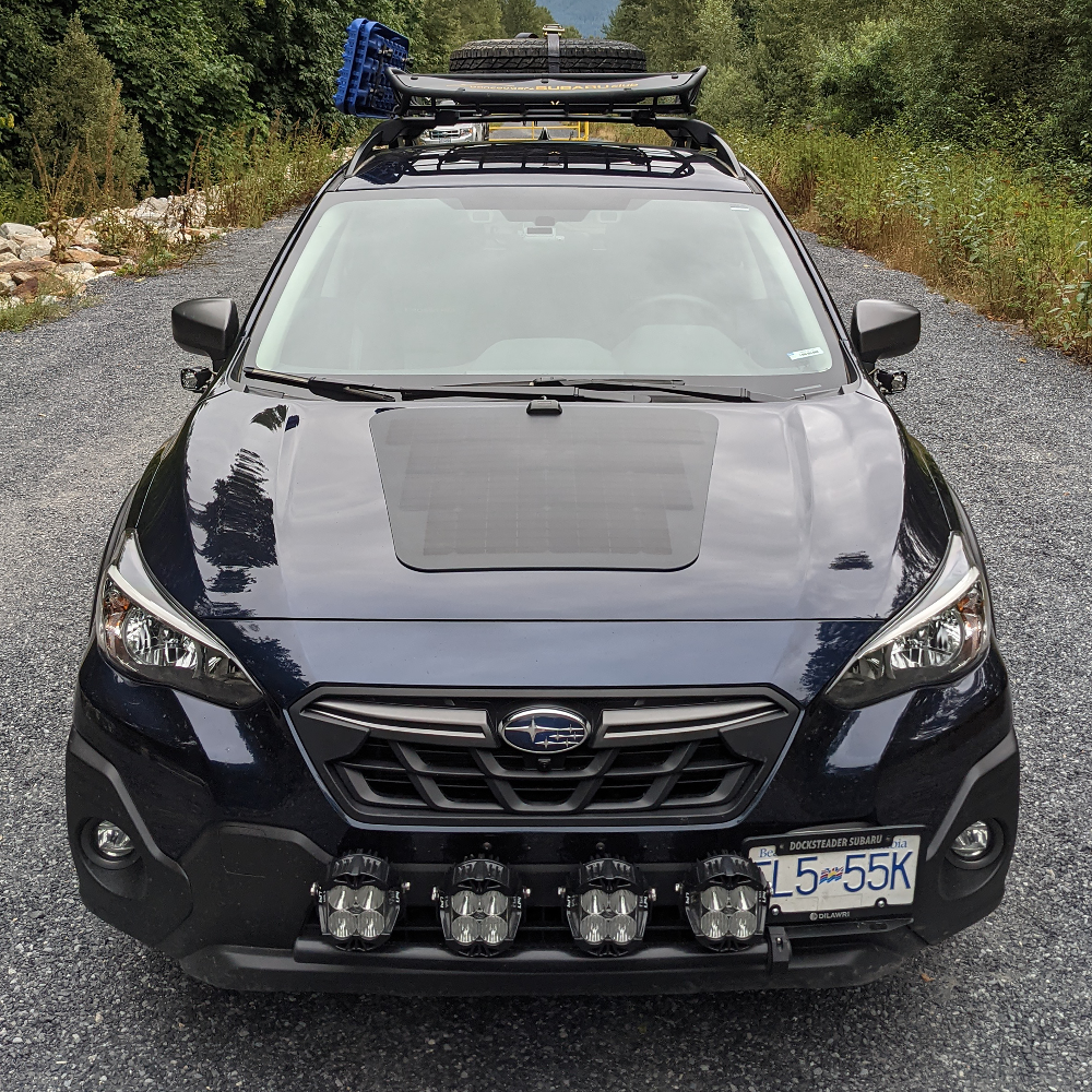 Cascadia 4x4 VSS hood solar panel system for the subaru crosstrek