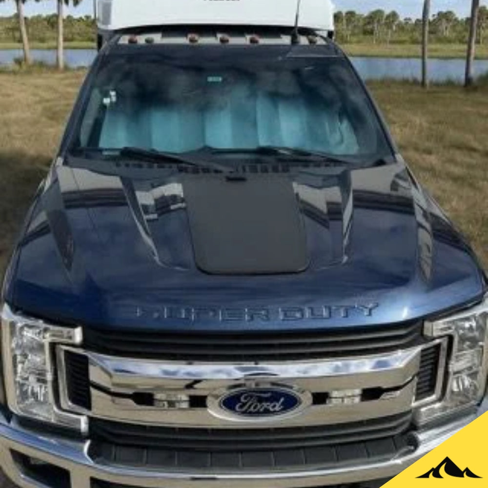 Hood solar panel from Cascadia 4x4 for the ford super duty f250 f350 f450 f550 f650 2017 2018 2019 2020 2021 2022 2023 2024 2025